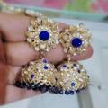 Royal blue / Gold Jhumkaas. 