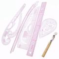 7Pcs/Set Ruler Tailor Measuring Kit Clear Sewing Drawing Ruler Yardstick Sleeve Arm French Curve Set Cutting Ruler Paddle Wheel. 