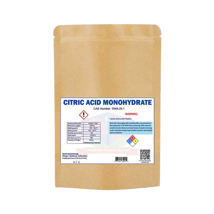 Purge Citric Acid Monohydrate - Food Grade - BP/EP/USP/FCC/E-330/JSFA - Non-GMO - Tatri - Preservatives - Limescale Remover - Rust Remover - Water Softener