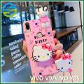 【BestGO】Cute Hello Kitty Phone Case For VIVO Y85 / VIVO V9 Pink Theme Kitty Cat Doll Silicone Phone Back Cover with Folding Stand and Lanyard. 