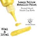 Lemon Yellow Metallic Acrylic Paint - Permanent Waterproof Paint 60ml and 120ml. 