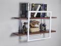 PVC BOX  WALL HANGING SHELF WHITE WITH LIGHT BROWN. 