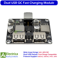 6–32V to Dual USB QC2.0 / QC3.0 24W Fast Charging Module, High-Efficiency DC-DC Step-Down Converter for Car, Solar, and DIY Power Solutions by Electrica. 