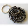 Game of Thrones Key chain House Dragon Round Metal Car Keychain - Bronze Silver Golden GOT Car Keychain. 