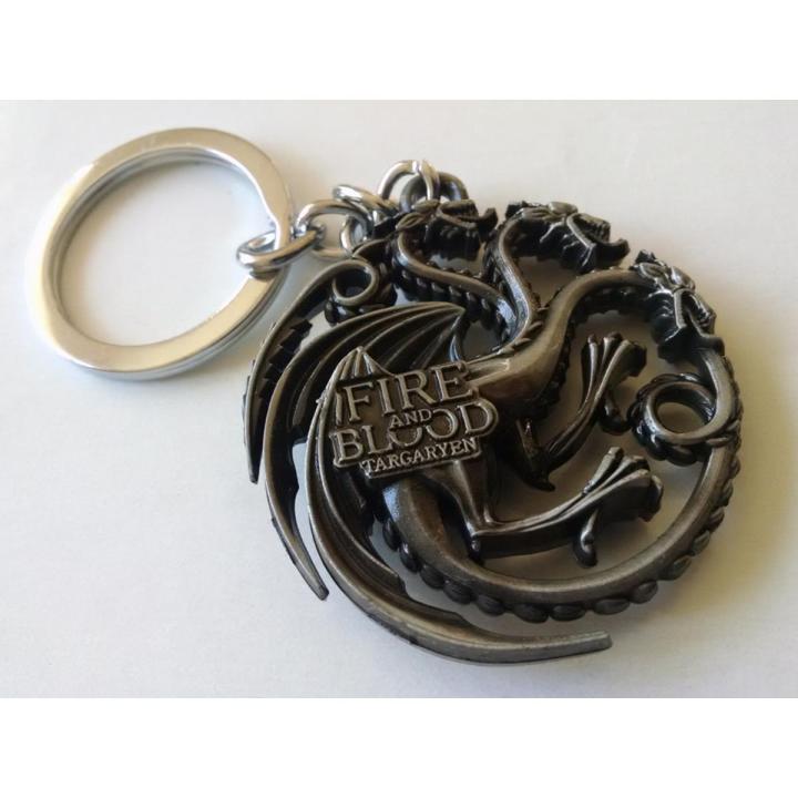 Game of Thrones Key chain House Dragon Round Metal Car Keychain - Bronze Silver Golden GOT Car Keychain