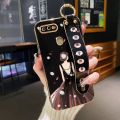 dienya For OPPO A12 Case Whit Wristband New Design Phone Case For Girl Women Thin Pattern Fashion Priness Shockproof Plating Silicone Casing Full Cover SoftCase Protection Cases. 