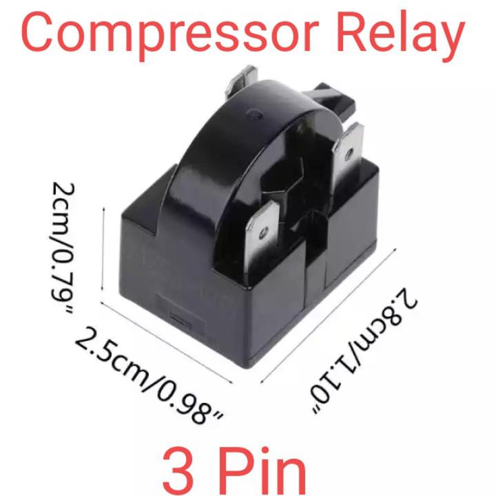 Pack of 3, Pack of 2 And Pack 1 Compressor Relay 3 Pin Refrigerator 220V 3Pin Relay Refrigerator Compressor PTC Starter Relay Refrigerator Parts HVAC Black Relay 3 pin