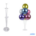 7 Tubes Balloons Holder Column Stand Balloon Stand Kit,Reusable Clear Balloon Holder(7 Balloon Sticks,7 Balloon Cups,1 Balloon Base) Makes Balloons Float Without Helium. for Table, Floor, Centerpiece with Base. 