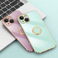 For Huawei Honor 8X Back Cover with Ring Holder Stand + Wrist Strap Shiny Plating Square Bumper Protective Case Soft Silicone Shockproof Mobile Phone Cases. 