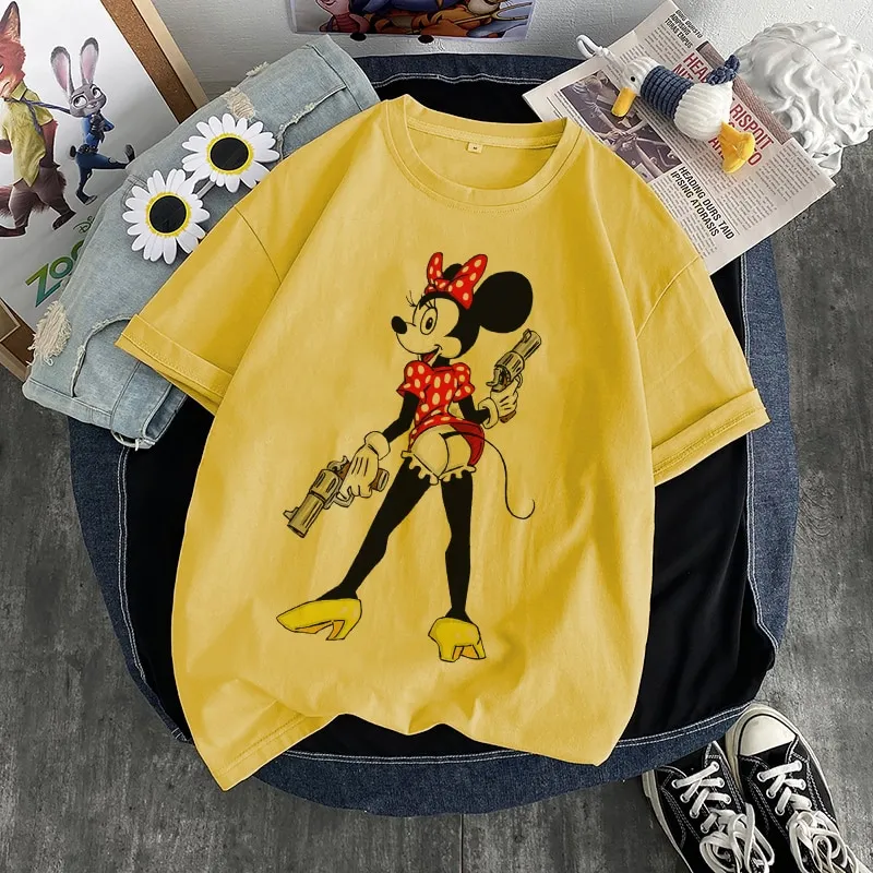 Mickey Mouse Disney Short Sleeve T-Shirts Devil Minnie Mouse