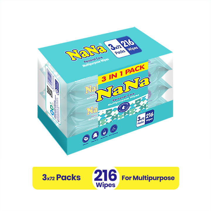 NaNa Smarty Wipes - 72 Pcs 3 in 1