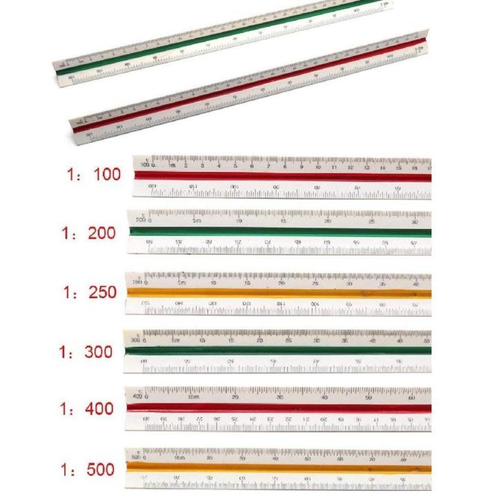 Triangular Architect Scale Ruler Color Coded Grooves Architectural Scale 1:100 1:200 1:250 1:300 1:400 1:500 For Architects Engineers and Draftsmans