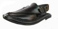 Black Polish Peshawari Chappal With Hand Made Sole. 