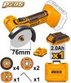 Ingco CAGLI76012 Cordless Mini Cut-Off Tool Charger Battery Included. 