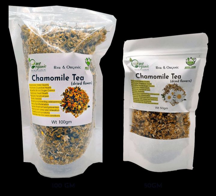 Chamomile Tea 100 & 50gm Packs  - Sleep Relaxation ,Digestion , Diabetes ,Anxiety ,Inflammation Boost immunity Improves heart health