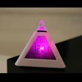 Migeet Pyramid Colorful Backlight Digital Clock with Temperature Perpetual Calendar Alarm Clocks Triangle Bell. 