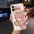 YIWESAN Case For Huawei P20 Case Cartoon Cute Happy Bear Side New Design Phone Case Square Edge Pattern Silicone Softcase Luxury Plating Casing Full Cover Camera Shockproof Protection Cases. 