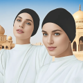 Pack of 2 Adjustable Elastic Hijab scarf, Elegant Sporty Base Cap, Non-Slip, Breathable Polyester, Solid Colors , Headscarf Inner Hijab Caps. 