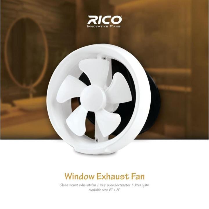 Rico Innovative 8" Window Glass Exhaust Fan - 100% Copper Winding