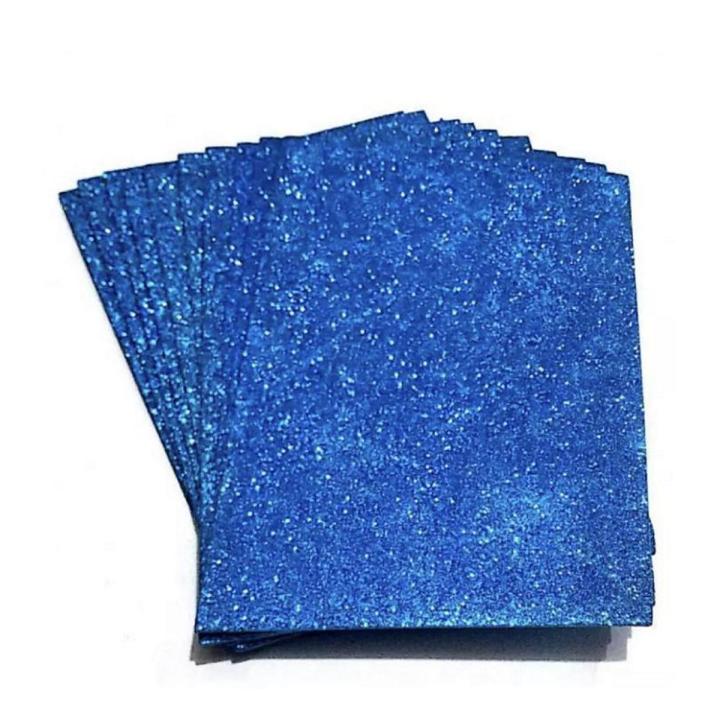 Pack Of 10Pcs Glitter Foaming Sticker Sheet Sticky Fomic Glitter Sheets A4 Size (Silver, Orange, Purple, Golden, Light Green, Light Pink, Green, Brown, Blue, Dark Pink, Black, Red, White)