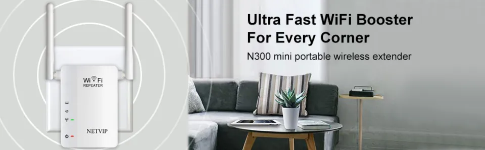 NETVIP 300Mbps WiFi Range Extender Wireless High Speed R epeater
