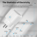 Tuya WiFi Smart Socket EU Plug 16A/20A with Power Monitoring, Voice Control, and Remote Access via Smart Life App – Works with Alexa, Google Assistant, Yandex Alice – Heavy Duty Smart Plug for Home Automation, Energy Monitoring, and Timer Functions. 