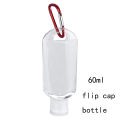 Portable Hand Sanitizer Spray Bottle 30ML/50ML Empty Bottle Carabiner Key Ring Hook Clear Transparent Plastic Flip cap bottle For Travel. 