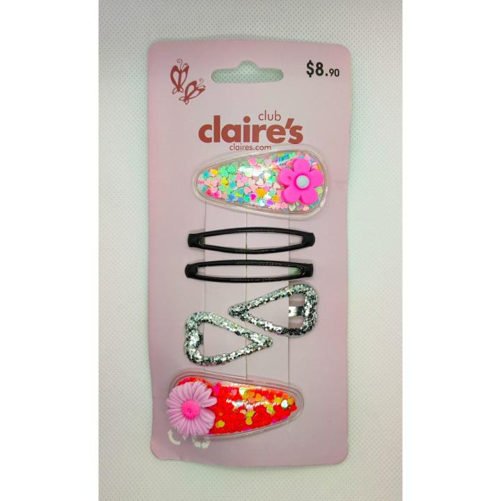 Claire’s Club Pack of 6 Snap Hair Clips Headband Hair Accessories Band for Women (Product of UK)