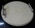 Stylish Natural Marble stone carved Tray with Handles – Marble Tray for Vanity bedroom Perfume Jewelry dining table office table bathroom counter- Round display Decorative Tray – Home décor centerpiece.(Interior decoration). 