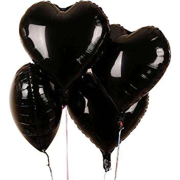 Pack of 5 pcs Black Foil Heart Balloons