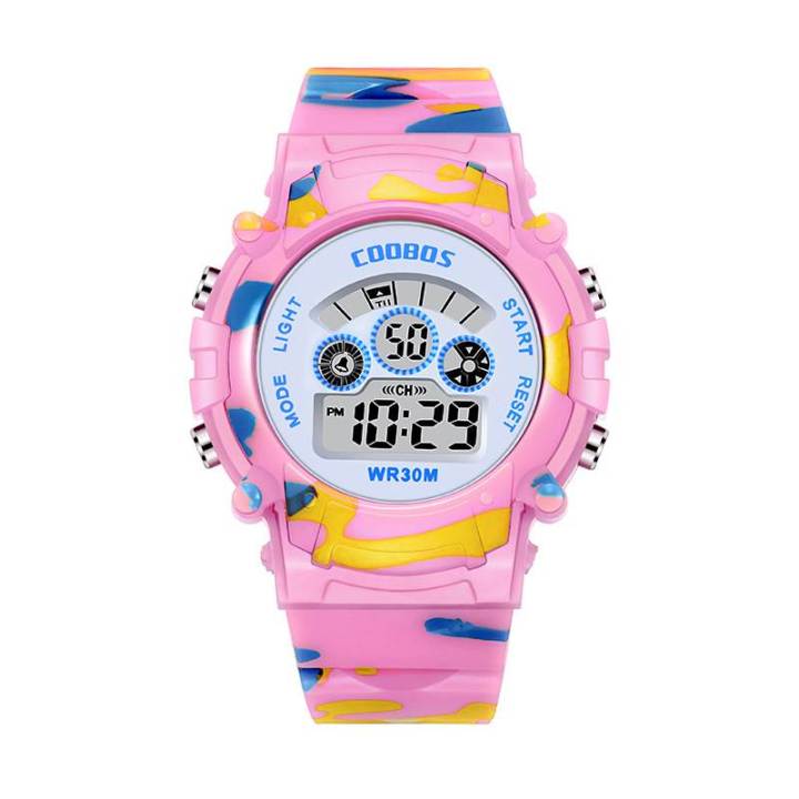 Multi-functional Children Luminous Electronic Watch/ Luminous Dial Waterproof Sport Digital Watch/ Date Week Kids Wristwatch Clock