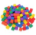 100 Pieces Soft Colorful Wooden Cube Blocks Early Childhood Education Building Blocks for Kids Games. 