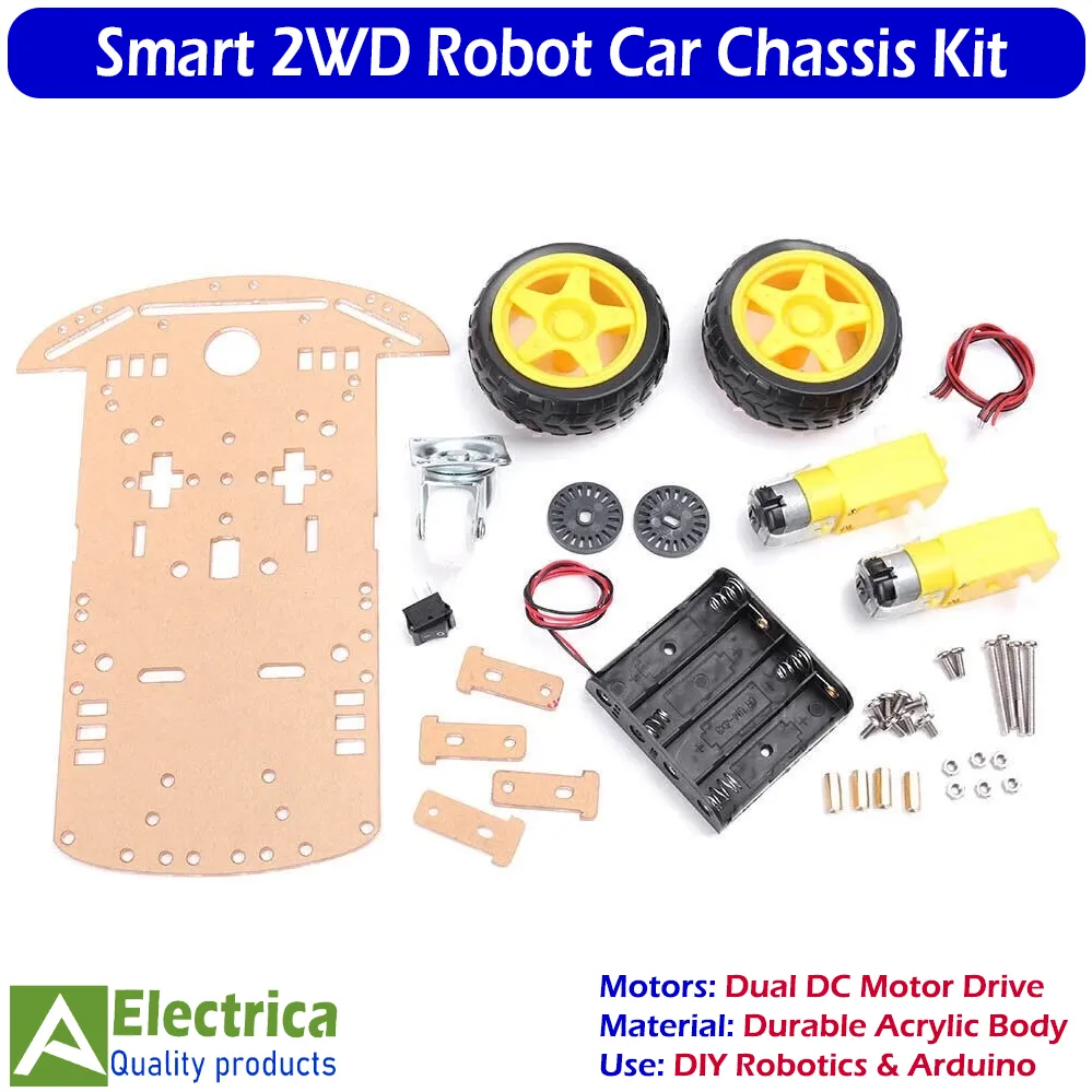 2 Wheel Car Chassis Kit 2WD Smart Robot Platform with Motors and Wheels ...