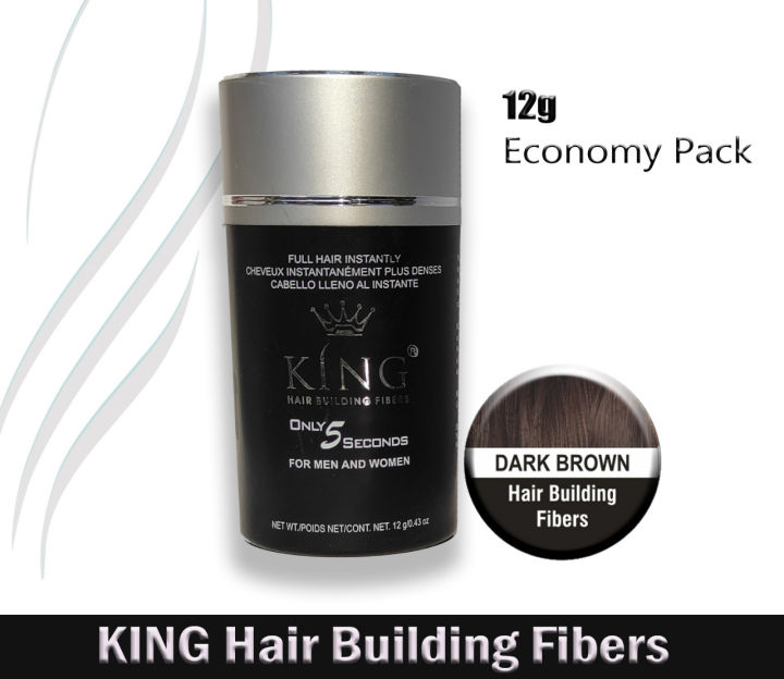 King Hair Fibers 12g (Black), (Dark Brown), (Medium Brown), (Light Brown) for Men & Women King Best Hair Building Fibers alternative toppik Hair Fibers, Caboki Hair Fibers, Hair Building Fibers, | Fill In Fine or Thinning Hair | Instantly Thicker