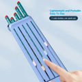 8 in 1 Pens Storage Box With 5 Pencils 1 Eraser and 1 Ruler Kawaii Stationery Storage Box Desk Organizer School Supplies Gifts. 