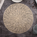 1PCS Round Placemats Restaurant Hollow PVC Decoration Meal Mat Anti-Hot Dining Table Line Mat Steak Plate Pad Silver. 