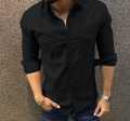 Black Double Pocket Casual Shirt. 