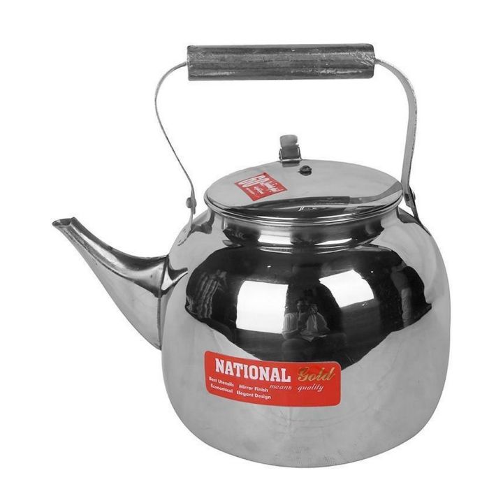 Tea Kettle Stainless Steel with lid Wood Handle Size 18