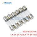 10 Glass Fuse 250v 5x20mm 1a 2a 3a 4a 5a 7a 8a 10a. 