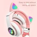 Cat Ear Headphone STN 28 Bluetooth 5.0 Stereo Headset Audio Device Noise Canceling and Microphone Support TF Card Dual Connection with RGB Flashing Light. 