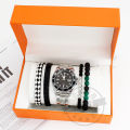 watch men bracelet  Men's Green Water Watch with Box Watch Bracelet watch set. 