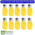 10Pcs Doble Shaft 5v Yellow TT Motor DC Gear Motor for DIY Projects By Electrica. 