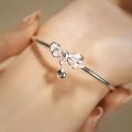 Fashion Jewelry Silver Cute Sweet Bow Bell Girl Bracelet Ladies Girl Elegant Trend Charm Bracelets For Girls Stylish Festive Birthday Friends Gift Jewelry Soomas Jewels Bracelets For Women. 