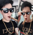 INS Black Thug Life Glasses Beach Glasses Thuglife 8bit Men New Mosaic Glasses Two-dimensional Sunglasses. 