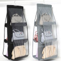 Double Side Transparent 6 Pocket Foldable Hanging Handbag Purse Storage Bag Sundry Tidy Organizer Wardrobe Closet Hanger. 