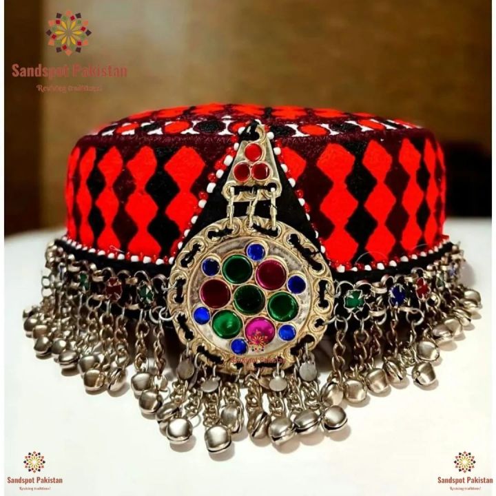 Halima Sultan style Handmade Cap for Women & Girls with Jewellery