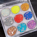 Miss Lara 9 Color Eyeshadow Palette Glitter Diamond Eye Makeup Face Glitter Art Flash Sequins Eye Shadow MS-163B. 
