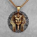 Egypt Pharaoh Long Men Necklaces Pendant Chain Punk Hip Hop for Boyfriend Male Stainless Steel Jewelry Creativity Gift Wholesale. 