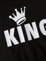"Keep Your Baby Boy Stylish and Comfy with a King Letter Print Tracksuit - King Letter Print Sweatshirt & Trousers Set". 