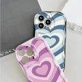 Jizetin for OPPO A15 A15S Back Cover Colorful Love Cream Wavy Edge Soft Silicone Phone Case. 